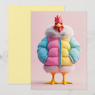 Invitation Poulet élégant dans une veste matelassée d'hiver c