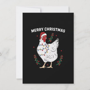 Invitation Poulet Joyeux Noël Drôle Santa Hat Poulet Li