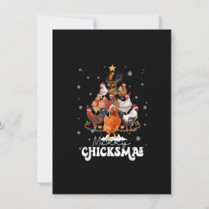 Invitation Poulet Noël Joyeux Chickmas Père Noël Casquette F