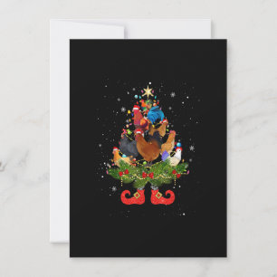 Invitation Poulets feux d'arbre de Noël Funny Santa Hat Lov