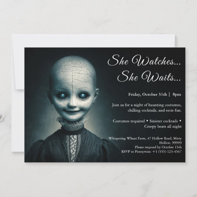 Invitation Poupée de porcelaine Halloween Costume Party Invit (Devant)