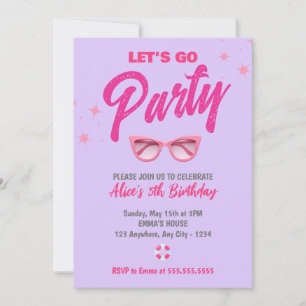 Invitation Poupée rose Malibu Fille Allons faire la fête Anni