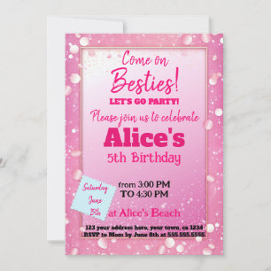 Invitation Poupée rose Parties scintillant thème Anniversaire