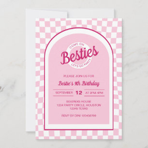 Invitation Poupée rose rétro Laissons Aller Fête Anniversaire