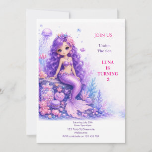 Invitation Poupée Sirène Anniversaire 3 ans