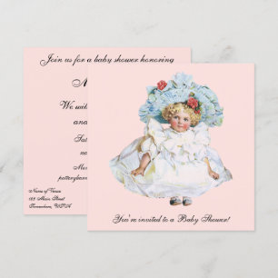 Invitation Poupée vintage pour enfants, Fête de Baby shower p