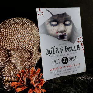 Invitation Poupée zombie effrayante pour soirée Halloween adu
