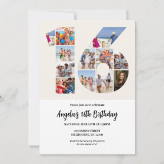 Invitation pour 16e anniversaire - Numéro 16