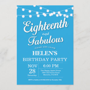 Invitation pour 18 ans Bleu Fabuleux
