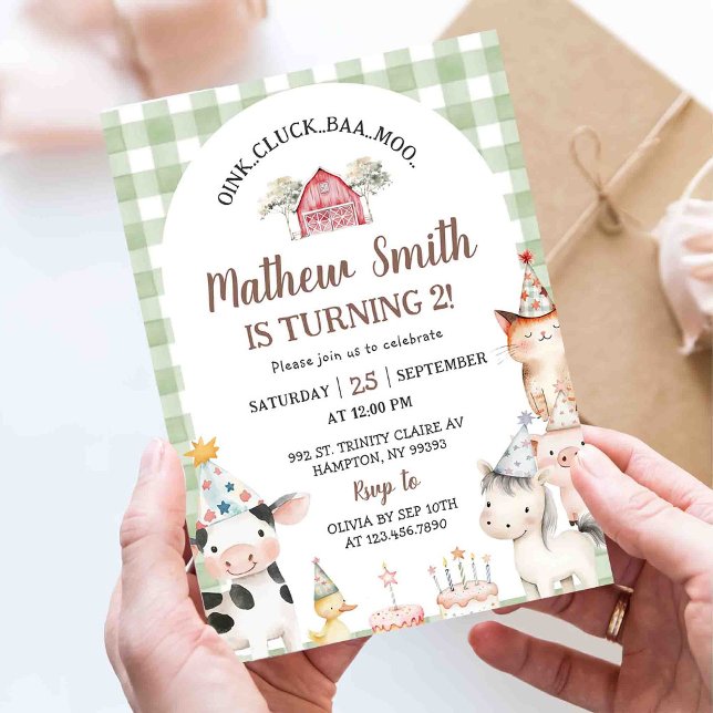 Invitation pour 1er anniversaire avec des animaux  (Créateur téléchargé)