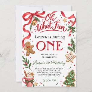 Invitation pour 1er anniversaire de Noël Oh Quelle