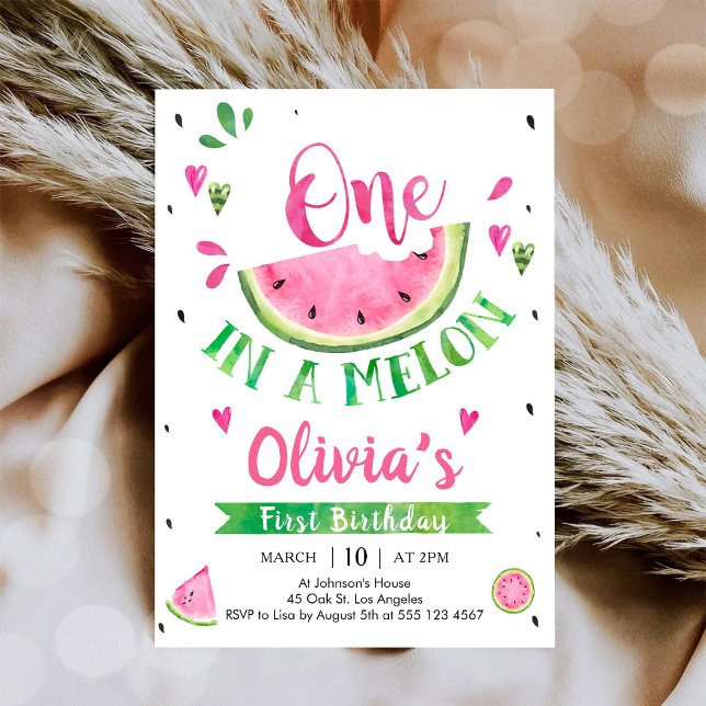 Invitation pour 1er anniversaire de One In A Melon (Créateur téléchargé)