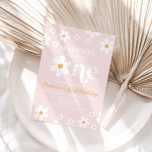 Invitation pour 1er anniversaire Retro Daisy One F