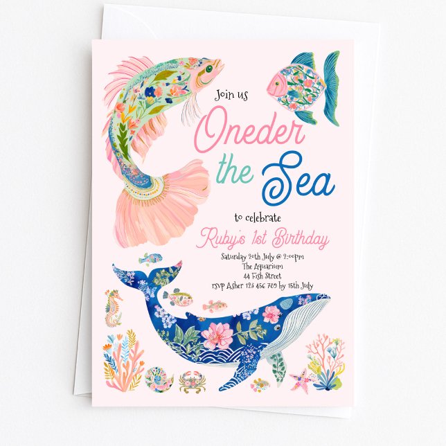 Invitation pour 1er anniversaire sous la mer (Créateur téléchargé)