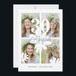 Invitation pour 30 ans avec fleurs modernes et 4 p<br><div class="desc">Modèle d'invitation moderne pour une fête d'anniversaire avec 4 photos, nom manuscrit et éléments de design de fleurs de marguerite. Prêt à être personnalisé par vos soins ! Le verso comporte tous les détails de l'événement. L'invitation convient aux anniversaires ainsi qu'avec de petites modifications pour les fêtes d'été et de...</div>