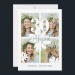 Invitation pour 30 ans avec fleurs modernes et 4 p<br><div class="desc">Modèle d'invitation moderne pour une fête d'anniversaire avec 4 photos, nom manuscrit et éléments de design de fleurs de marguerite. Prêt à être personnalisé par vos soins ! Le verso comporte tous les détails de l'événement. L'invitation convient aux anniversaires ainsi qu'avec de petites modifications pour les fêtes d'été et de...</div>