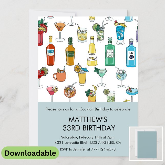 Invitation pour 33e anniversaire Cocktail Contempo (Créateur téléchargé)