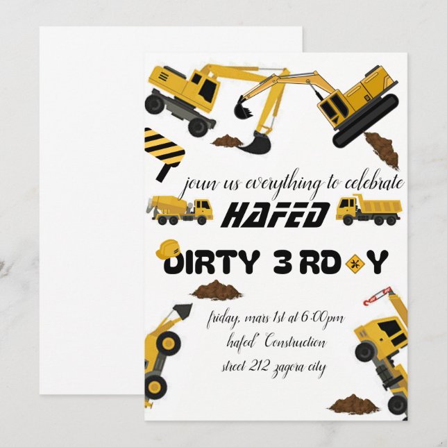 Invitation pour 3ème anniversaire sale (Devant / Derrière)