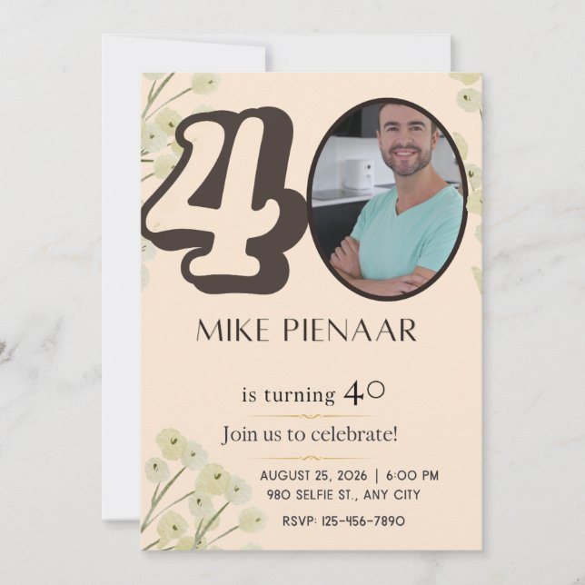 Invitation pour 40 ans (Devant)