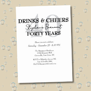 Invitation pour 40 ans : Boissons drôles et toasts