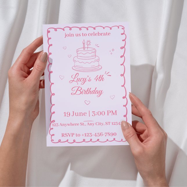 Invitation pour 4ème anniversaire fille  (Créateur téléchargé)