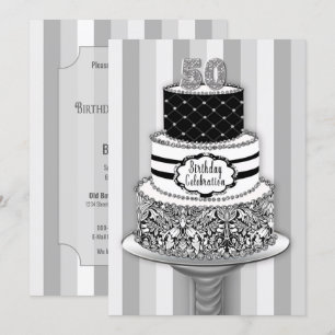 Invitation pour 50e anniversaire, gâteau à 3 étage