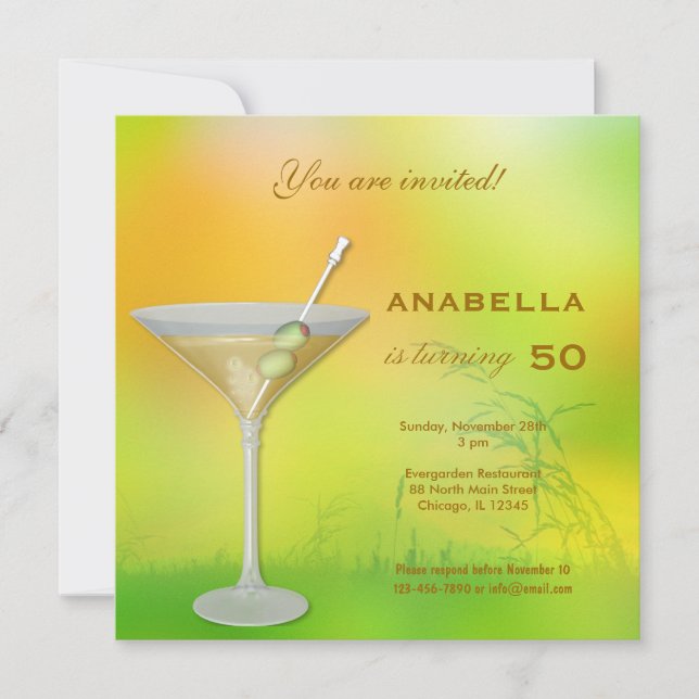 Invitation pour 50ème anniversaire cocktail (Devant)