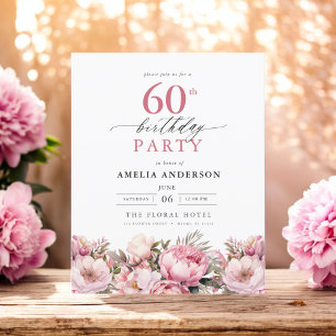 Invitation pour 60 ans Budget Rose Jardin Floral