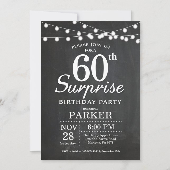 Invitation pour 60e anniversaire surprise tableau  (Devant)
