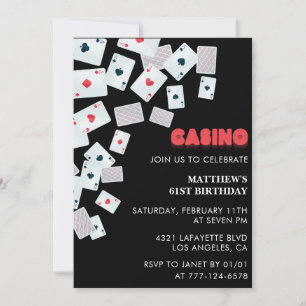 Invitation pour 61 ans de jeu de cartes de casino