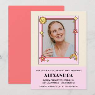 Invitation pour 65e anniversaire Rétro Groovy Fleu