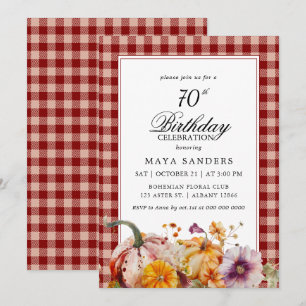 Invitation pour 70e anniversaire à carreaux rouges