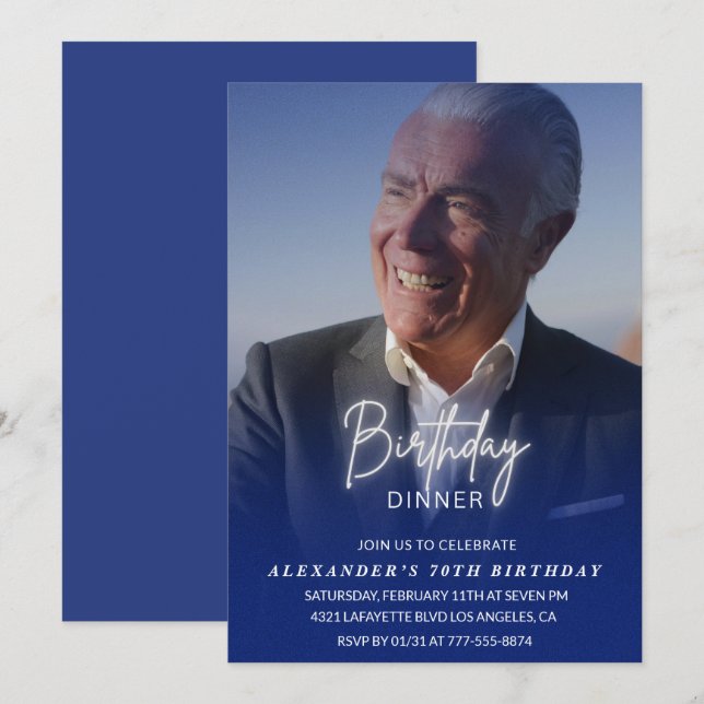Invitation pour 70e anniversaire Dîner d'anniversa (Devant / Derrière)