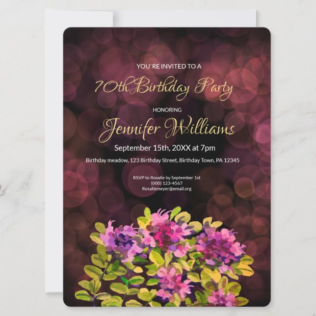 Invitation pour 70e anniversaire thym (Devant)