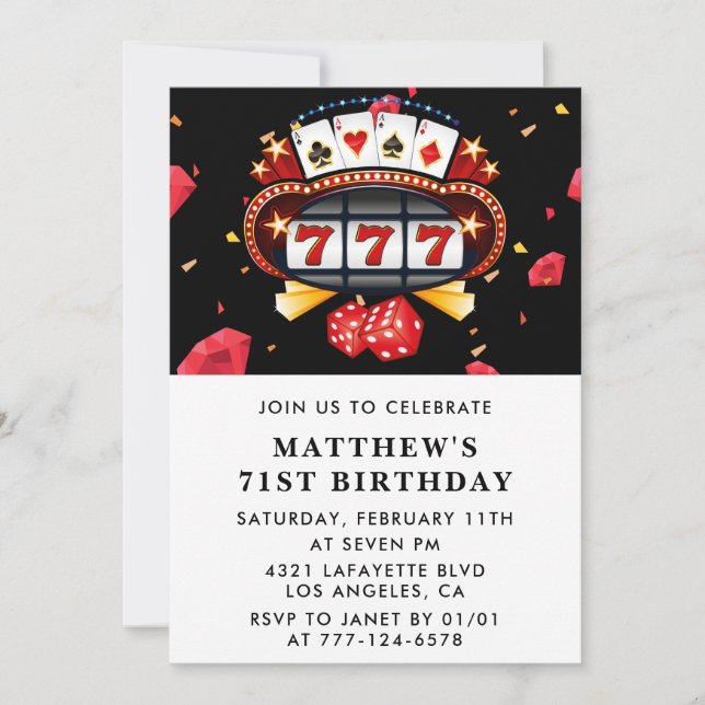 Invitation pour 71e anniversaire carte à jouer Cas (Devant)