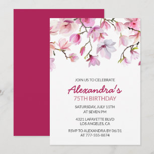 Invitation pour 75e anniversaire Floral Aquarelle