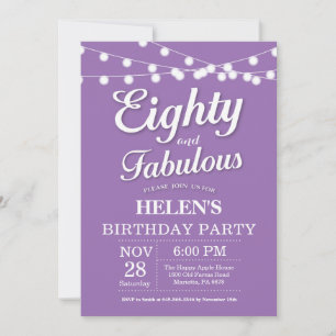 Invitation pour 80e anniversaire Violet Fantastiqu