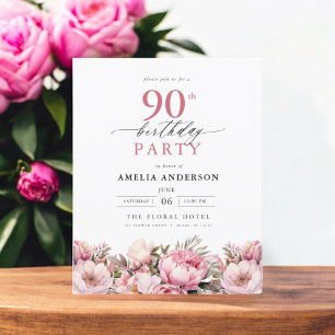 Invitation pour 90e anniversaire Budget Rose Jardi