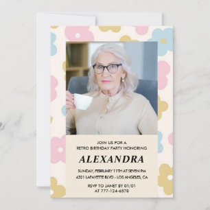 Invitation pour 90e anniversaire Rétro Groovy Flor