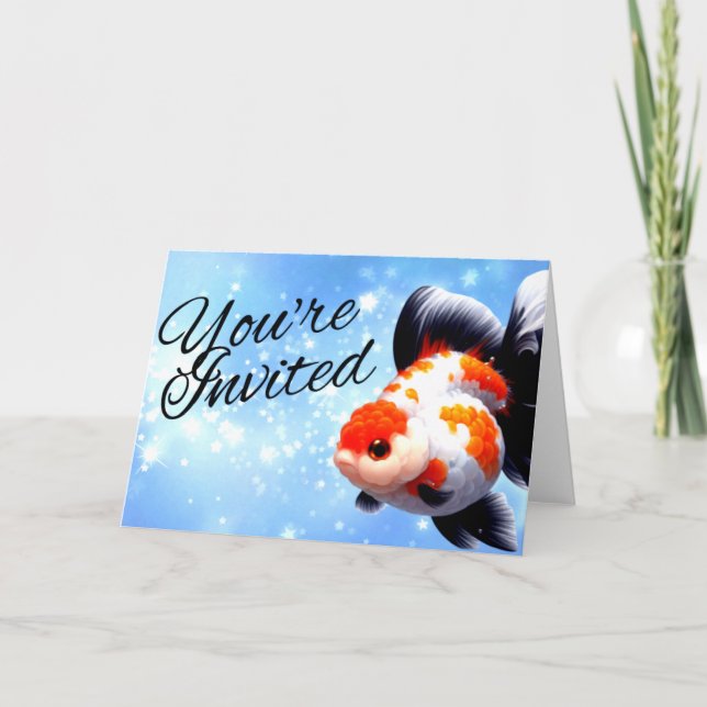 Invitation pour aquarium de poissons rouges Oranda (Devant)