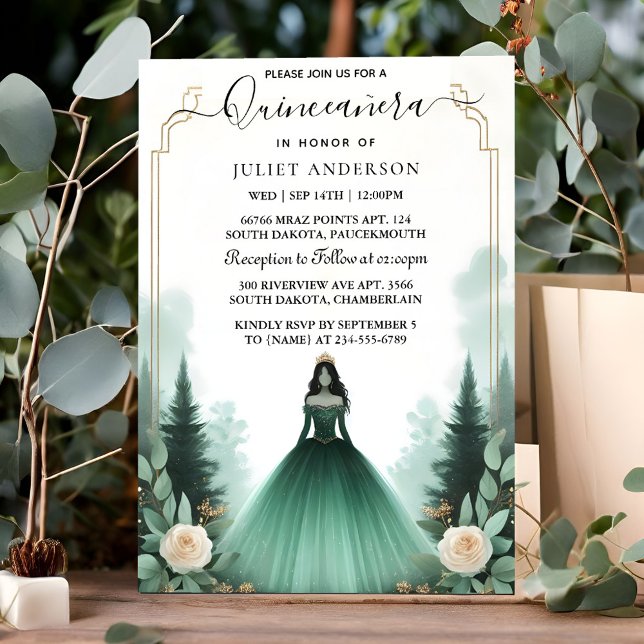 Invitation Pour Arbres Monnaie d'Or Glam Emerald Green Quince (Créateur téléchargé)