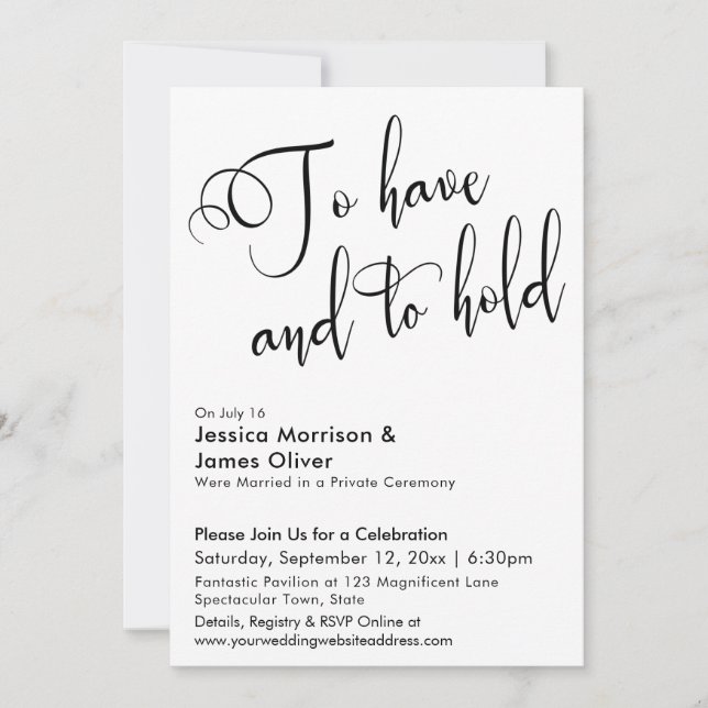 Invitation Pour avoir et garder Calligraphie sur réception un (Devant)