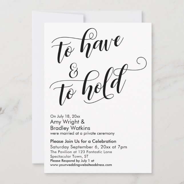 Invitation Pour avoir et pour garder Célébration post-mariage (Devant)