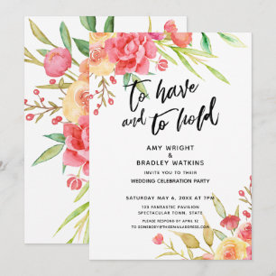 Invitation Pour avoir et pour garder Fleurs Bohème Réception 