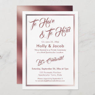 Invitation Pour Avoir Et Tenir De L'Or Rose Sur Blanc, Récept