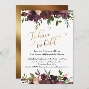 Invitation Pour avoir et tenir l'or floral foncé de Bourgogne