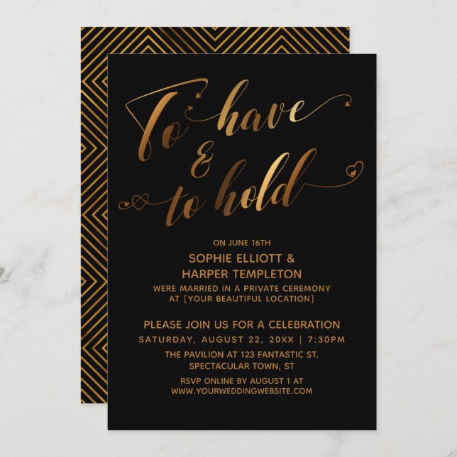 Invitation Pour avoir et tenir un événement post-Mariage Blac (Devant / Derrière)