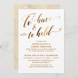 Invitation Pour avoir et tenir un événement post-Mariage Gold