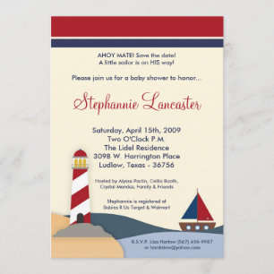 Invitation pour Baby Shower 5x7 Ahoy Mate Voilier