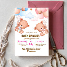 Invitation pour Baby Shower à l'aquarelle rose et